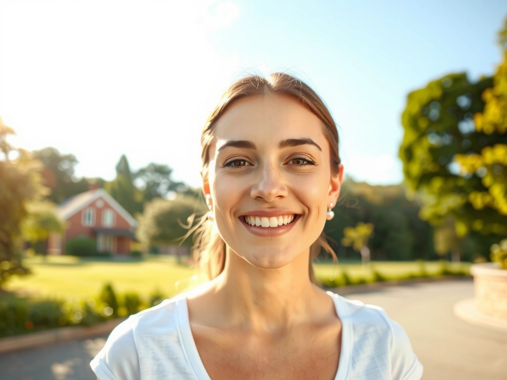 Mujer sonriendo bajo el sol, simbolizando vitalidad y un sistema inmune fuerte.