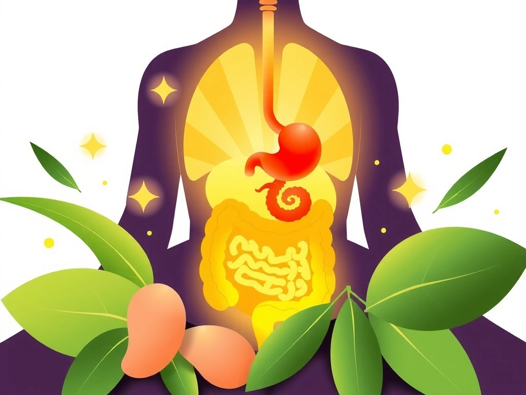 Ilustración de un sistema digestivo saludable con elementos botánicos