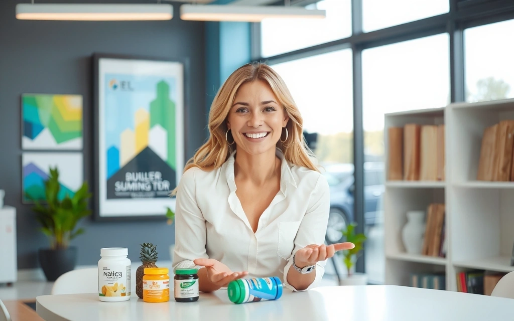 Mujer sonriente recibiendo asesoramiento sobre suplementos